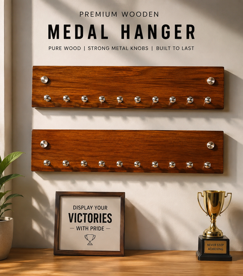 Plain wooden medal hanger with polish finish 18x4 inch Pakistan
