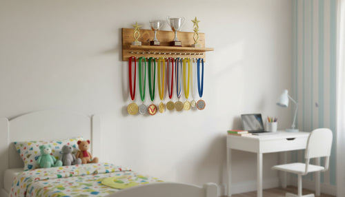Custom wooden medal hanger display wall mounted