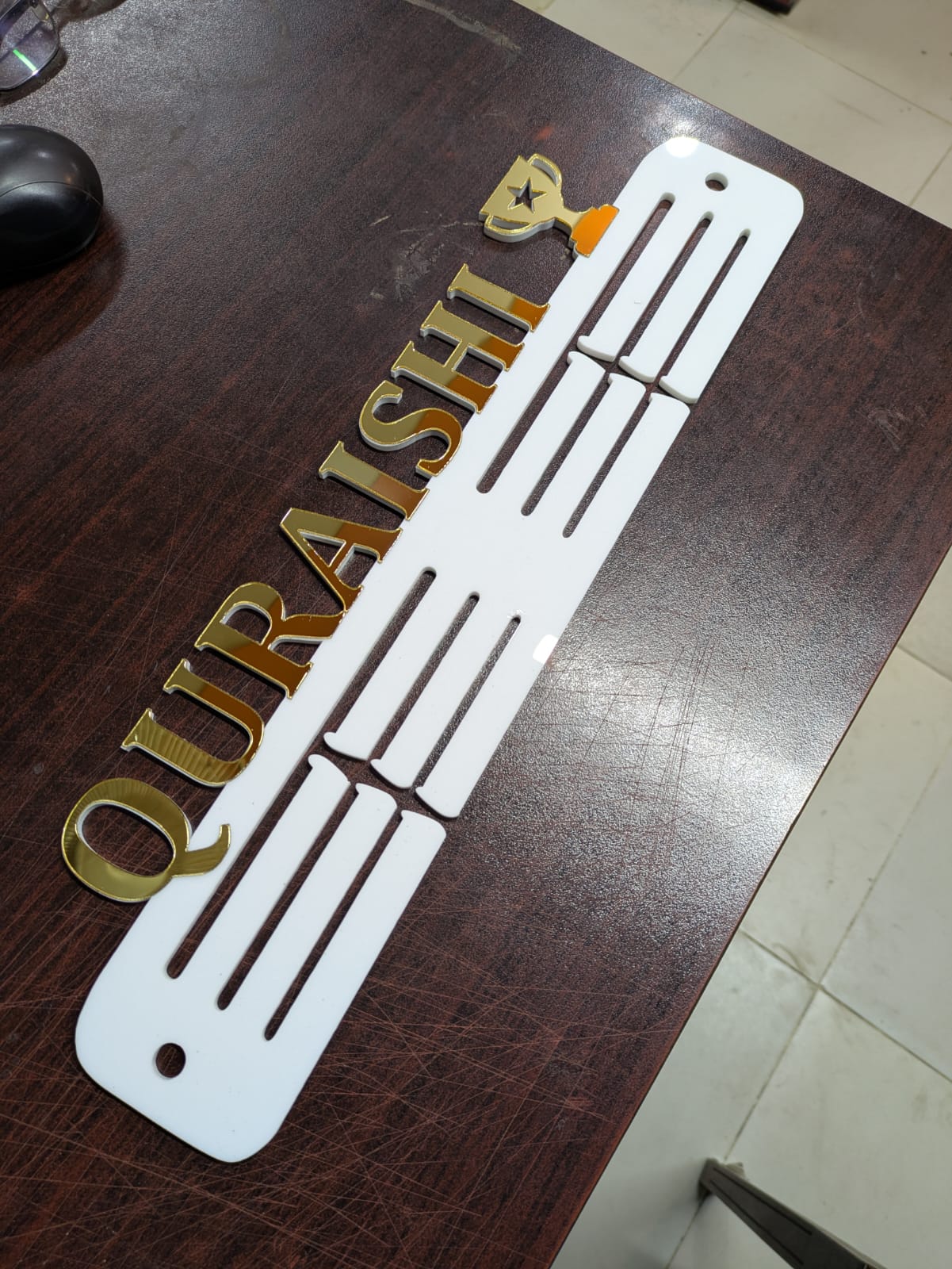 Custom medal hanger acrylic black finish