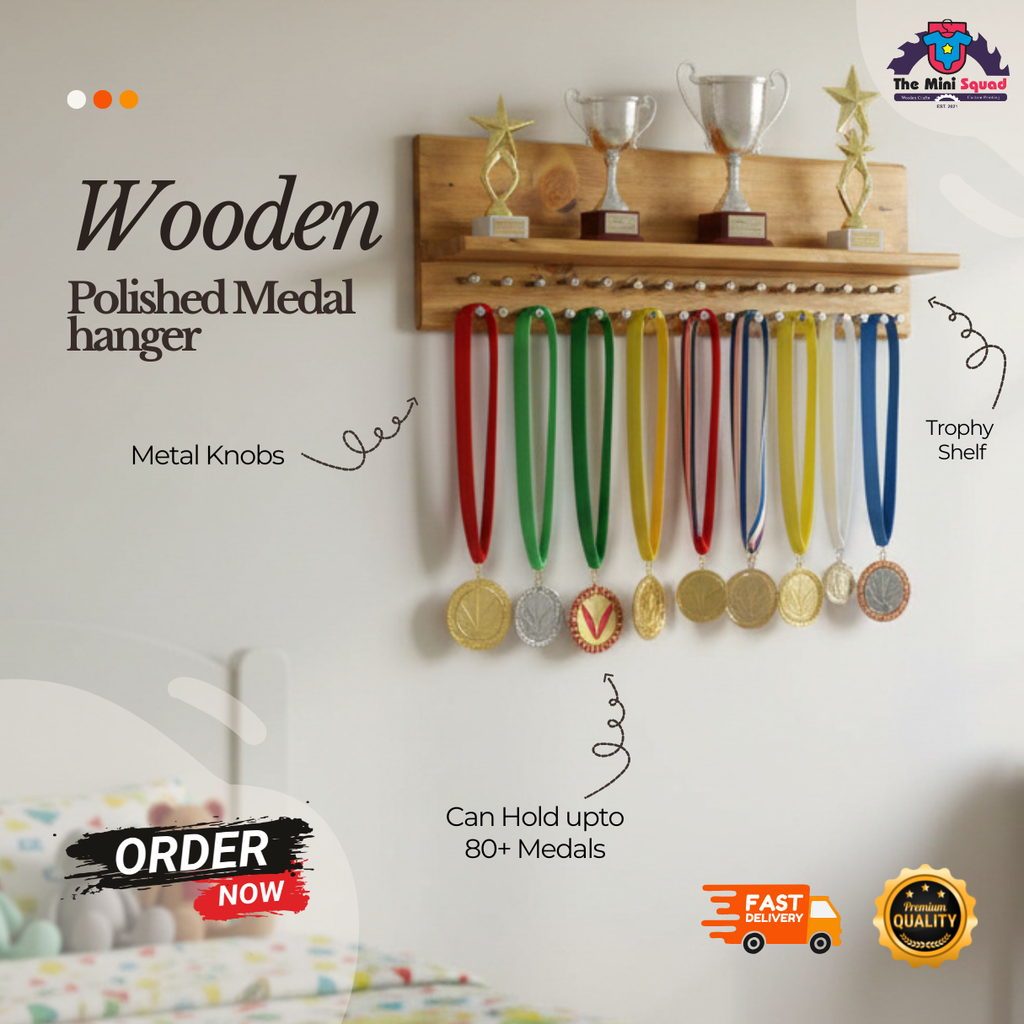 Wooden medal display shelf The Mini Squad Multan